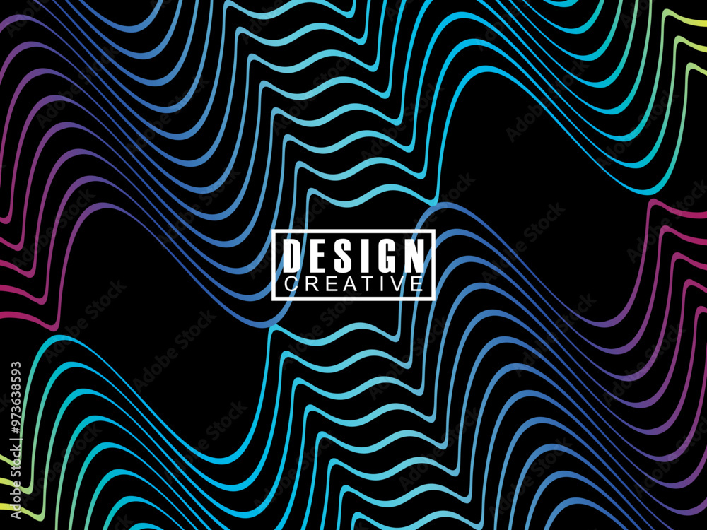Fototapete background futuristic abstract technology shining rainbow light lines on black background modern wav