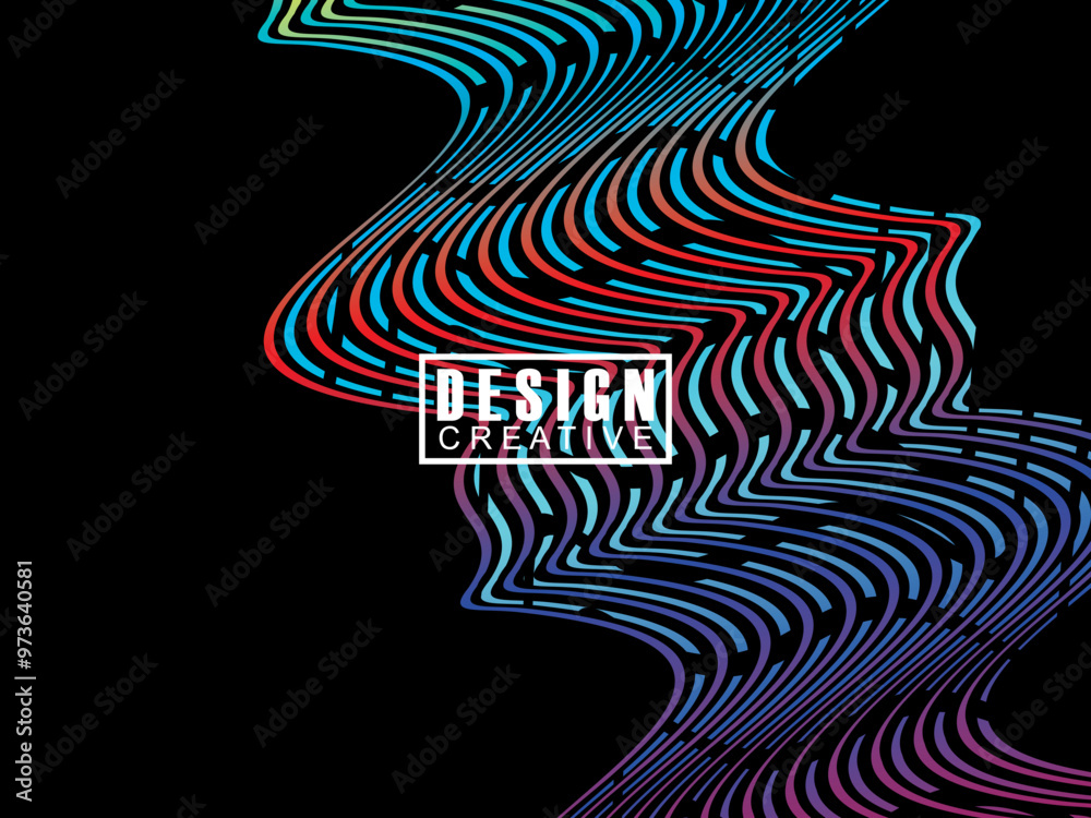 Fototapete background futuristic abstract technology shining rainbow light lines on black background modern wav