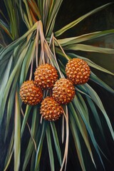 Fototapeta premium Oil painting depicting Pandanus fruit from the South Pacific region