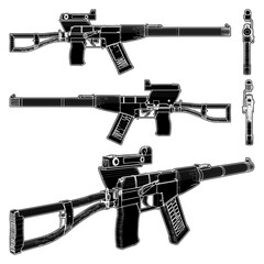 Assault Rifle Automatic Gun Vector. Illustration Isolated On White Background.