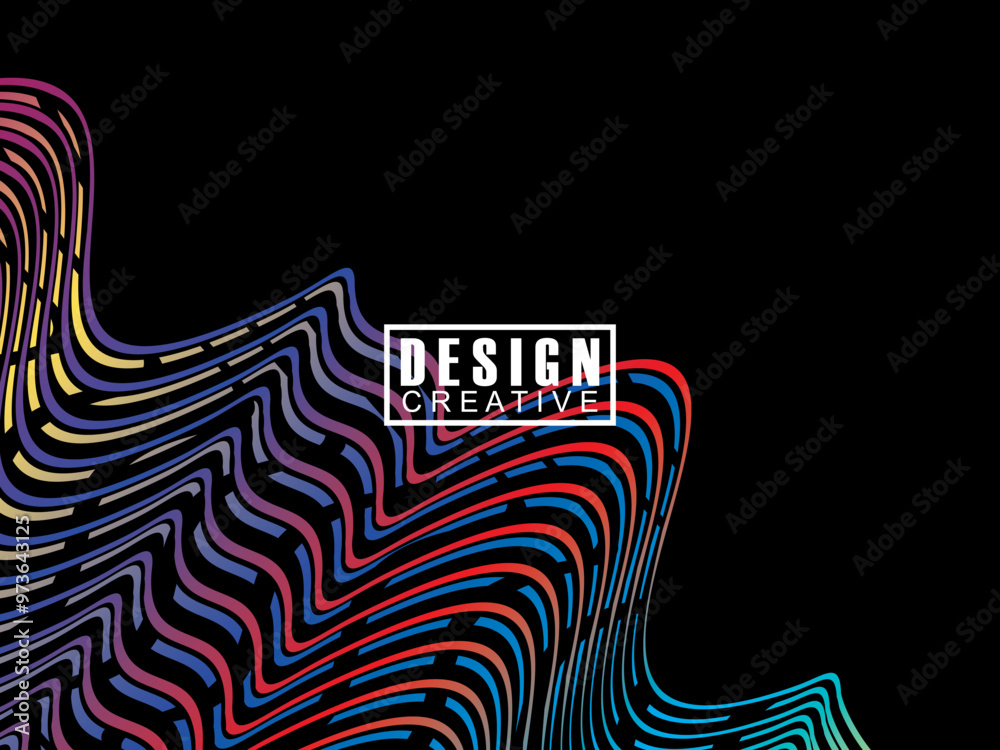 Fototapete background futuristic abstract technology shining rainbow light lines on black background modern wav