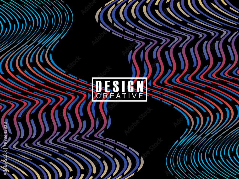 Fototapete background futuristic abstract technology shining rainbow light lines on black background modern wav