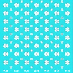 White Flowers Pattern on Turquoise Background