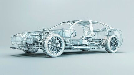 Wireframe Model of a Modern Sedan Car