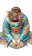 日本画（Japanese painting）／美人画　美女　着物　anime　イラスト