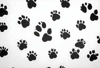A black paw print silhouette on a white background