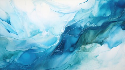 Obraz premium An abstract artwork featuring flowing shades of blue and green, resembling water or fluid dynamics.
