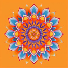 Summer Flower mandala on orange background
