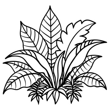 black and white leaves plant clip art preview