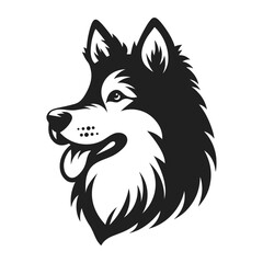 Vector dog head silhouette design for print and digital use.