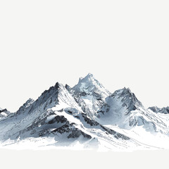 Obraz premium Snowy mountains isolated on white background. Snowy peaks. Vector illustration.