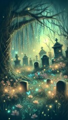 Obraz premium enchanting graveyard twilight