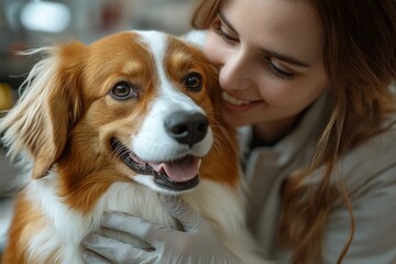 Fototapeta premium A dog at the veterinarian. Generative AI