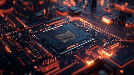 Fototapeta premium Circuit board with connection light dot and line computer security integration technology