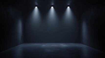 Obraz premium Spotlight white light lamp on the dark empty room cement grunge background