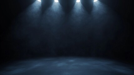 Obraz premium Spotlight white light lamp on the dark empty room cement grunge background