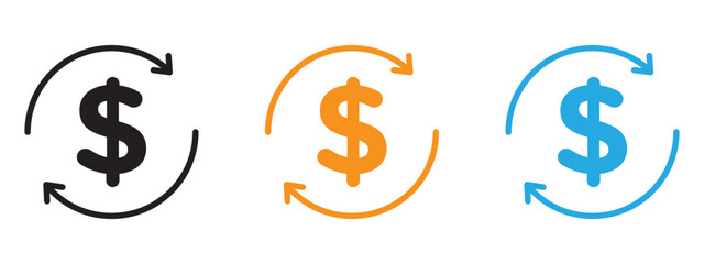 Cash flow icon Thin line illustration set