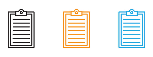 Clipboard icon Thin line illustration set