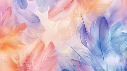 Obraz premium Feather smooth pastel color blue, orange, pink and purple background