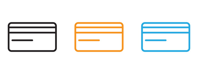 Credit card icon Thin line illustration set