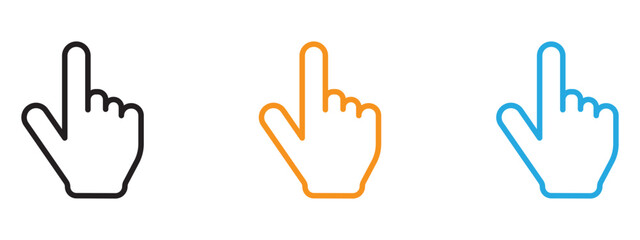 Cursor hand icon Thin line illustration set
