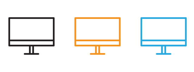 Desktop icon Thin line illustration set