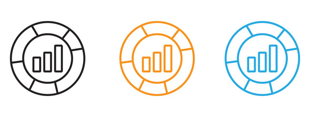 Donut chart icon Thin line illustration set