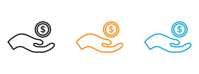 Donate icon Thin line illustration set