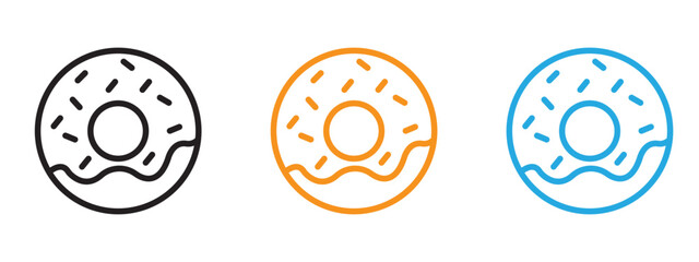 Doughnut icon Thin line illustration set