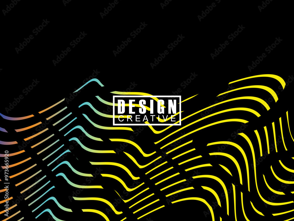 Fototapete background futuristic abstract technology shining rainbow light lines on black background modern wav