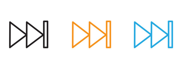 Fast forward icon Thin line illustration set