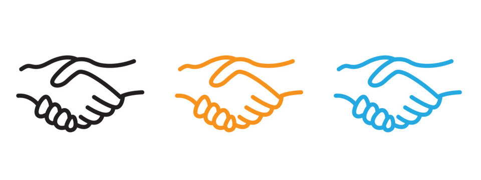 Handshake icon Thin line illustration set