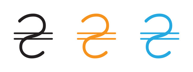 Hryvnia icon Thin line illustration set