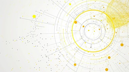 Obraz premium An abstract design featuring concentric circles and lines, symbolizing connections and data flow in a scientific context.