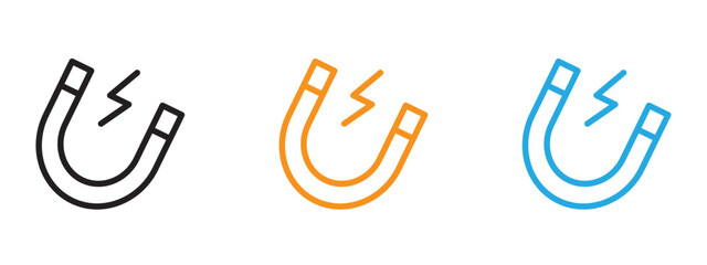 Magnet icon Thin line illustration set