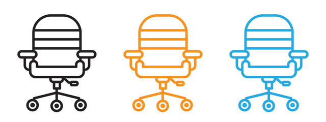 Office chair icon Thin line illustration set