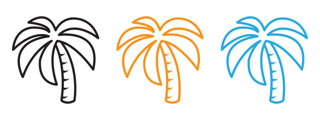 Palm tree icon Thin line illustration set