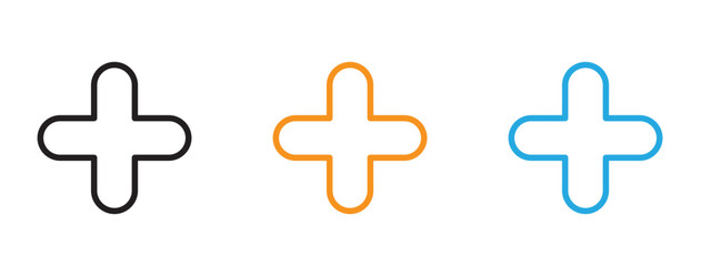 Fototapeta premium Plus icon Thin line illustration set