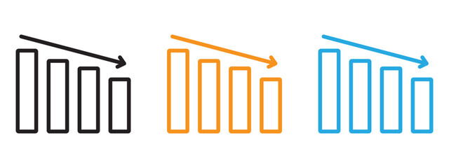 Reduction chart icon Thin line illustration set