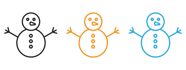 Snowman icon Thin line illustration set
