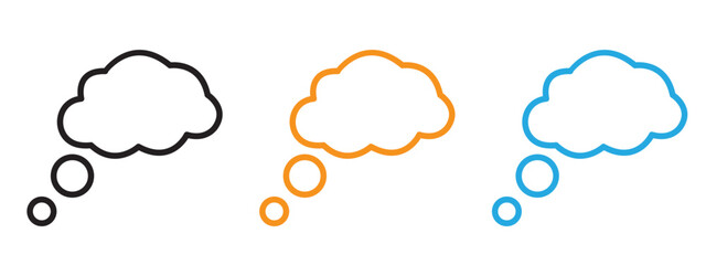 Think bubble icon Thin line illustration set