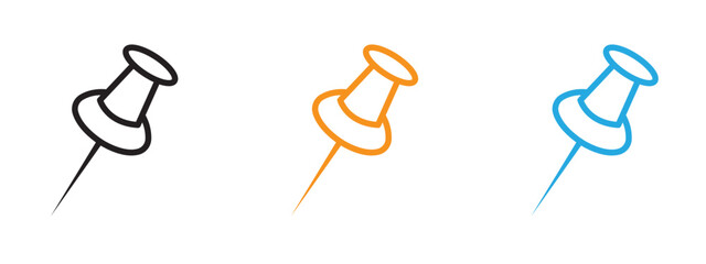 Thumbtack icon Thin line illustration set
