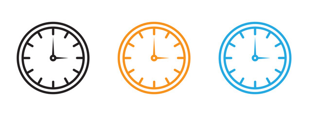 Time clock icon Thin line illustration set