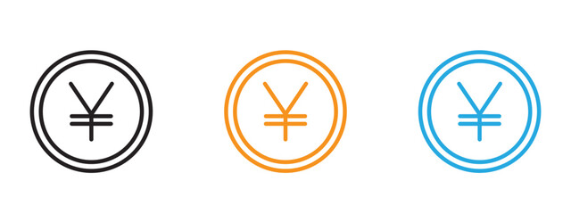 Yen Icon Thin line illustration set