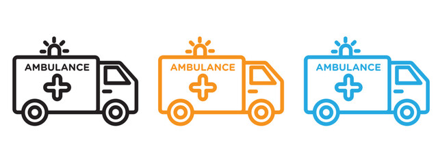 Ambulance icon Thin line illustration set