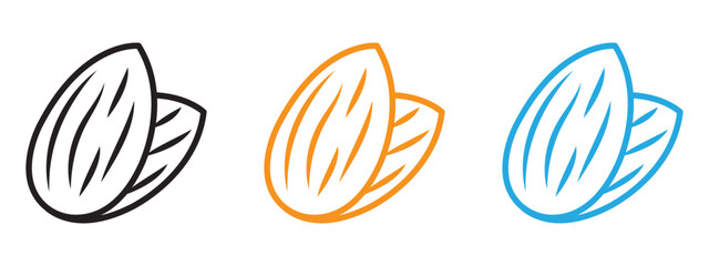 Almond icon Thin line illustration set