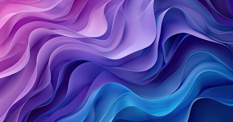 Fototapeta premium An abstract design featuring flowing waves of purple and blue hues, creating a sense of depth and movement.
