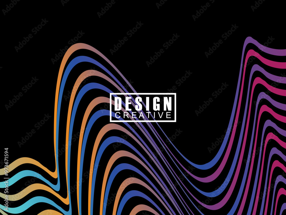 Fototapete background futuristic abstract technology shining rainbow light lines on black background modern wav