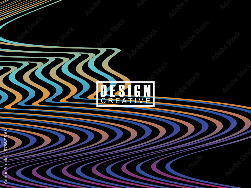 Fototapete background futuristic abstract technology shining rainbow light lines on black background modern wav