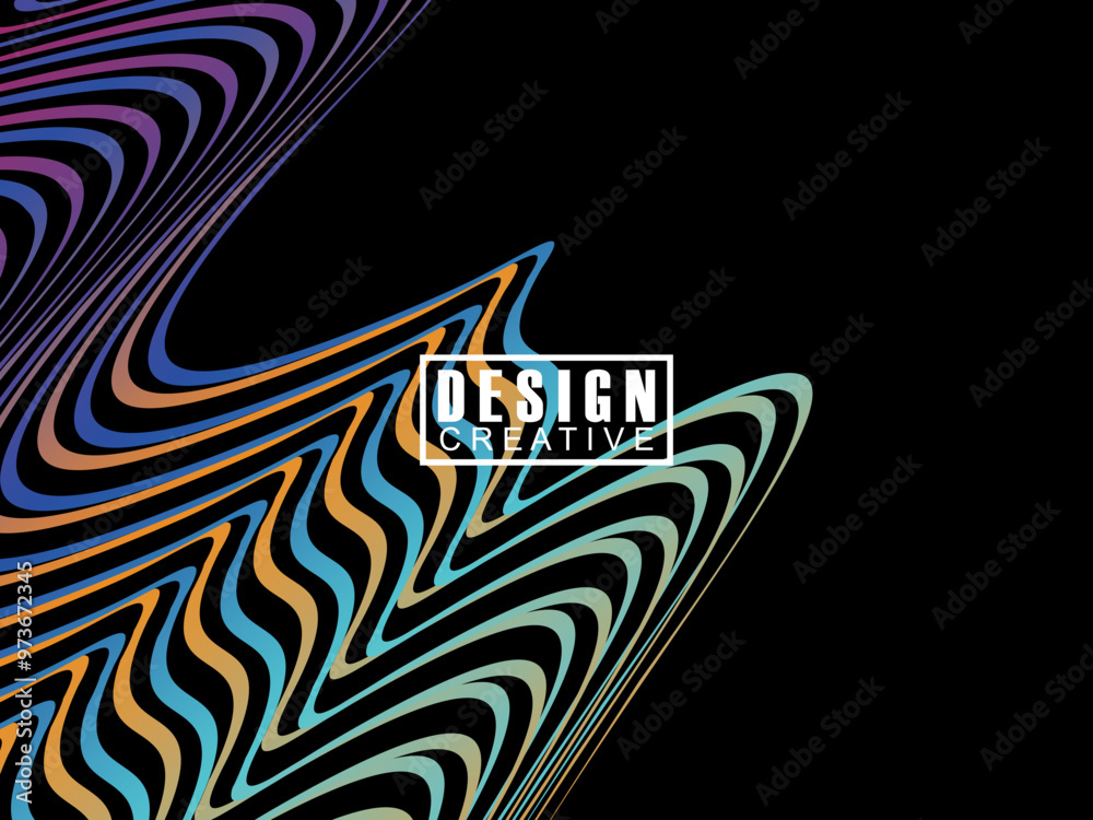 Fototapete background futuristic abstract technology shining rainbow light lines on black background modern wav
